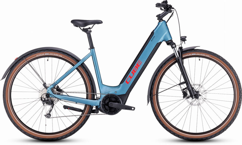 Cube Nuride Hybrid Performance 625 Wh Allroad E-Bike Easy Entry 28" metalblue´n´red