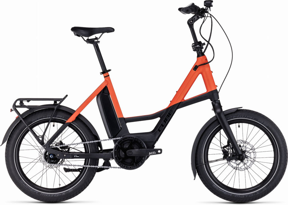 Cube Compact Hybrid 500 Wh E-Kompaktrad 20" black´n´sparkorange one size