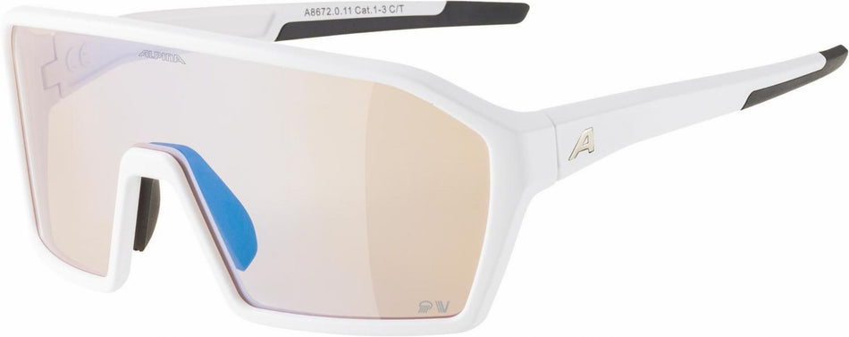 Alpina Ram Q-Lite V Sportbrille white matt/varioflexmirror+ blue