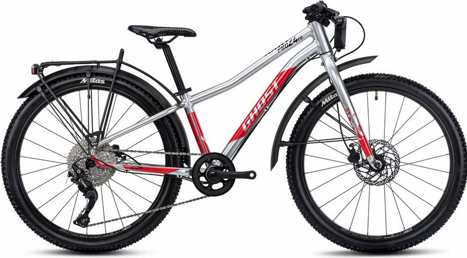 Ghost Kato 24" Pro EQ Kinderrad Diamant 24" rainbow silver/riot red glossy