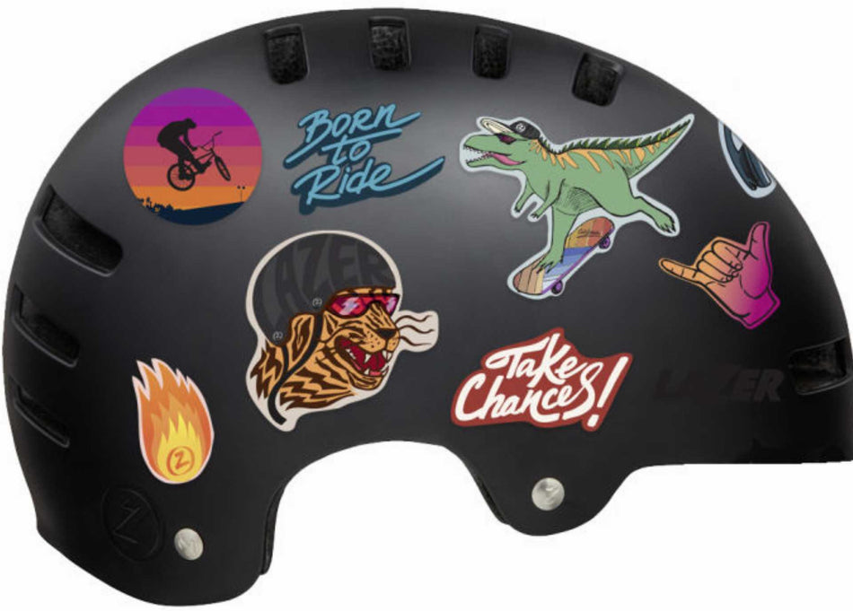 Lazer One+ Kinder-Helm black + stickers explorer S (52-56 cm)