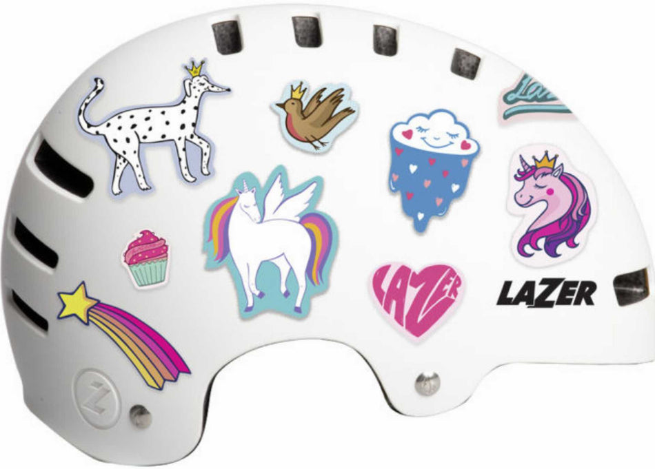 Lazer One+ Kinder-Helm white + stickers royalty S (52-56 cm)