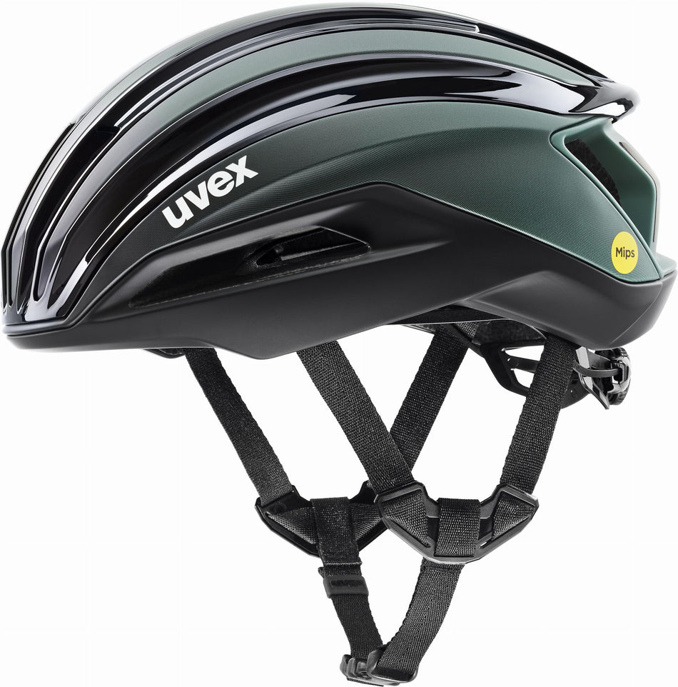 Uvex Surge Aero Mips Rennrad-Helm black-sage green matt