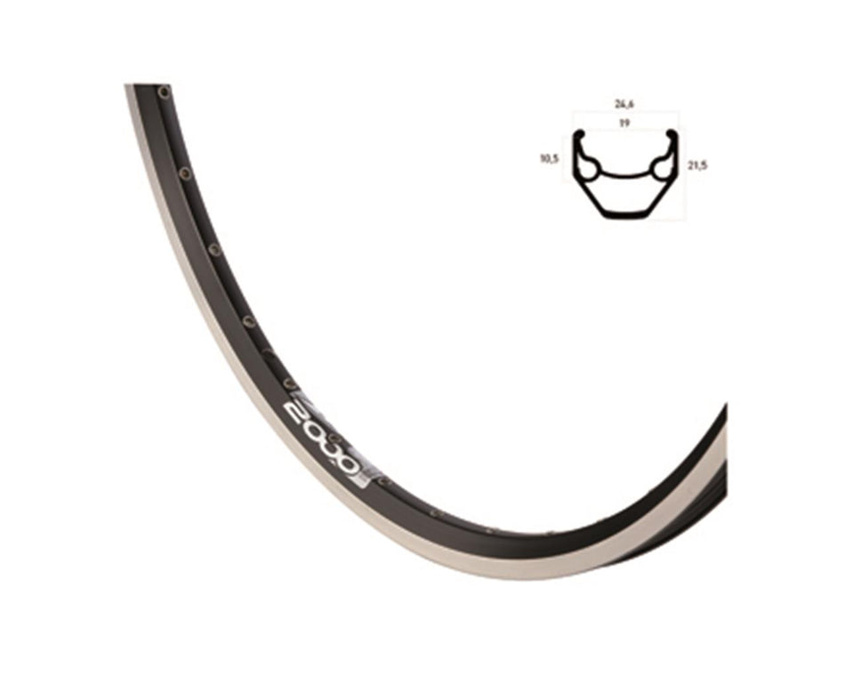 Laufrad HR Rigida ZAC 2000 schwarz + Schraubkranznabe Alu VA silber 26"