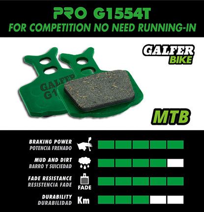 Galfer Bremsbelag Pro Shimano Deore BR-M4146/445/446/485/486/515/525/575,BR-C601 46,75 x 35,7 x 4 mm 1 Paar grün